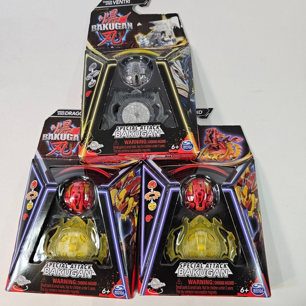 Bakugan Special Attack Lot of 3 Ventri Dragonoid Spin Master Action‎ Figures